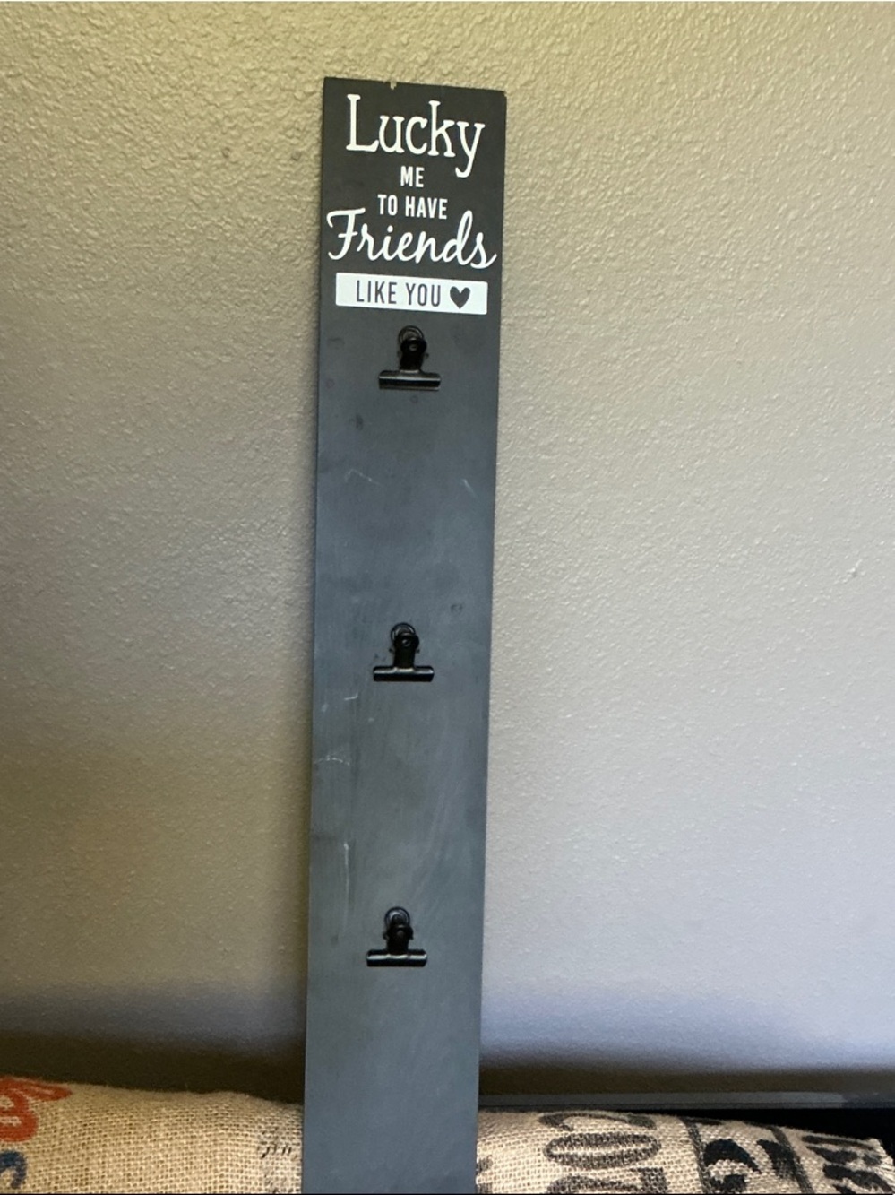Malden Black "Lucky Me to Have Friends Like You" Wall Hook Rack